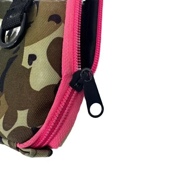 Camo Pattern Laptop Padded Zipped Case 13" Pink Trim Handle Travel Office School - Picture 5 of 10